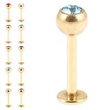 Zircon Titanium Jewelled Labrets 1.2mm (Gold colour PVD)