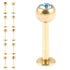 Zircon Titanium Jewelled Labrets 1.2mm (Gold colour PVD)