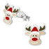 Sterling Silver Rudolph the Red Nose Reindeer Ear Stud Earrings
