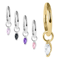 Steel Hinged Segment Ring with Steel Jewelled Marquise Charm