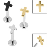 Titanium Internally Threaded Labrets 1.2mm - Steel Mini Cross