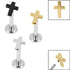 Titanium Internally Threaded Labrets 1.2mm - Steel Mini Cross