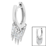 Steel Huggie Earring with Jewelled Tassels