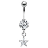 Belly Bar - Claw Set CZ Jewelled with Claw Set Jewelled Star Charm