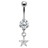 Belly Bar - Claw Set CZ Jewelled with Claw Set Jewelled Star Charm
