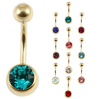 Zircon Titanium Jewelled Belly Bars (Gold colour PVD)