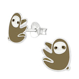 Sterling Silver Sloth Ear Stud Earrings