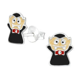 Sterling Silver Dracula Vampire Ear Stud Earrings