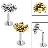 Titanium Threadless Labrets - Steel (Bend-fit) Honey Bee