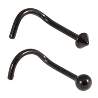 Black Titanium Nose Studs - Ball and Cone