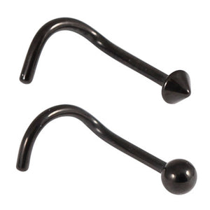 Black Titanium Nose Studs - Ball and Cone