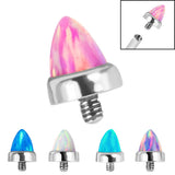 Titanium Bezel Set Synth Opal Cone for Internal Thread shafts in 1.6mm. Also fits Dermal Anchor