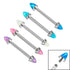 Titanium Internally Threaded Barbell 1.6mm - Titanium Bezel Set Synth Opal Cones