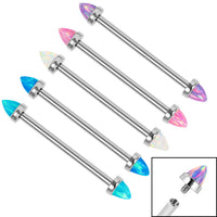 Titanium Internally Threaded Industrial Scaffold Bars 1.6mm - Titanium Claw Set Synth Opal Cones