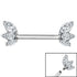 Steel Internal Thread Claw Set Triple Jewelled Marquise Fan Nipple Bar