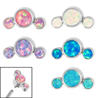 Titanium (Infinity) Bezel Set 3 Opal Crescent for Internal Thread shafts in 1.2mm