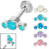 Titanium Internally Threaded Labrets 1.2mm - Infinity Titanium 3 Bezel Set Opal Crescent