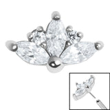 Steel Threadless (Bend fit) Claw Set 3 Jewelled Marquise Sunset