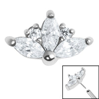 Steel Threadless (Bend fit) Claw Set 3 Jewelled Marquise Sunset