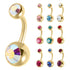 Gold Plated Titanium Double Jewelled Belly Bars