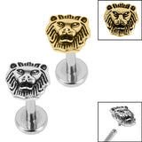 Titanium Internally Threaded Labrets 1.2mm - Steel Lion Head