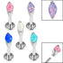Titanium Internally Threaded Labrets 1.2mm - Steel Single Marquise Opal