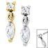 Steel Jewelled Solitaire with Marquise Drop Gem for Internal Thread shafts in 1.2mm