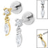 Titanium Internally Threaded Labrets 1.2mm - Steel Solitaire with Marquise Drop Gem