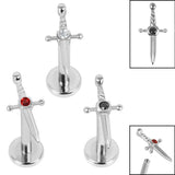 Titanium Internally Threaded Labrets 1.2mm - Steel Mini Jewelled Dagger 