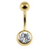 Gold Plated Steel Single Jewelled Belly Bar