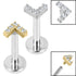 Titanium Internally Threaded Labrets 1.2mm - Steel Jewelled Chevron