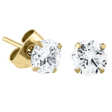 Gold Plated Steel Ear Stud Earrings - Claw Set Jewelled