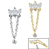 Steel Marquise Jewelled Fan Chain Drop  for Internal Thread shafts in 1.2mm
