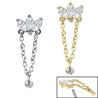 Steel Marquise Jewelled Fan Chain Drop  for Internal Thread shafts in 1.2mm