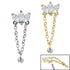 Steel Marquise Jewelled Fan Chain Drop  for Internal Thread shafts in 1.2mm