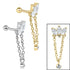 Steel Marquise Fan Chain Drop Solitare Micro Bar