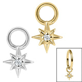 Steel Charm - 8 Point Jewelled Star 