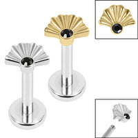 Titanium Internally Threaded Labrets 1.2mm -Steel Jewelled Deco Fan 