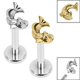 Titanium Internally Threaded Labrets 1.2mm - Steel Koi Fish
