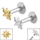 Titanium Internally Threaded Labrets 1.2mm - Steel Shiny 8 Point Star 