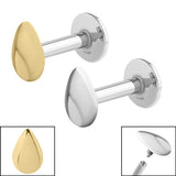 Titanium Internally Threaded Labrets 1.2mm - Steel Plain Teardrop