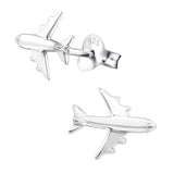 Sterling Silver Plane Ear Stud Earrings