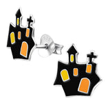 Sterling Silver Haunted House Ear Stud Earrings