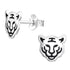 Sterling Silver Tiger Head Ear Stud Earrings