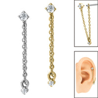 Steel Piercing Connection Chain with Drop Gem for Internal Thread shafts in 1.2mm