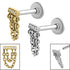 Titanium Internally Threaded Labrets 1.2mm - Steel 5 Jewelled Double Loop Chain Drop