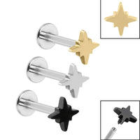 Titanium Internally Threaded Labrets 1.2mm - Steel Astral Star