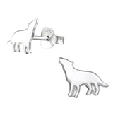 Sterling Silver Howling Wolf Ear Stud Earrings