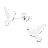 Sterling Silver Dove Ear Stud Earrings
