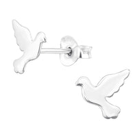 Sterling Silver Dove Ear Stud Earrings